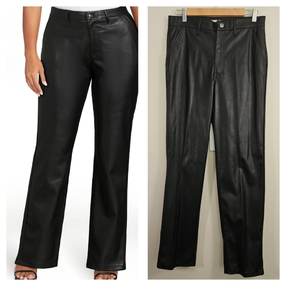 Sofia Jeans by Sofia Vergara NWT Eden Super High Rise Faux Leather Black Pants